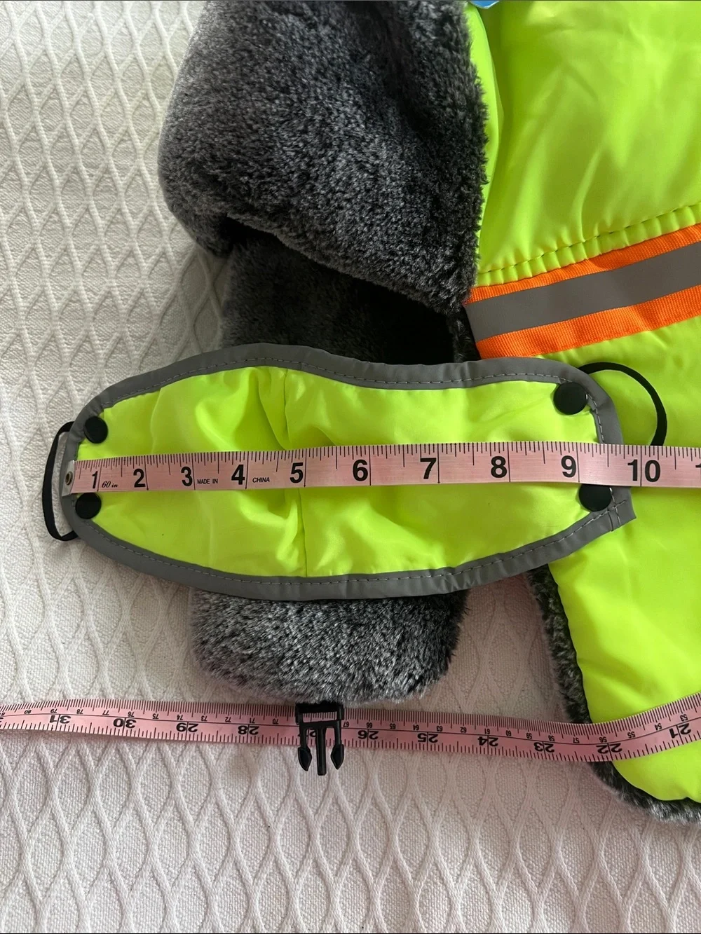 Style & Co. High-Visibility Trapper Hat in Neon Yellow with Orange & Gray Stripe